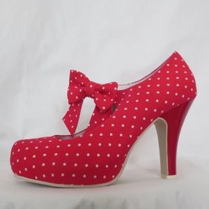 LOLA RAMONA Angie Bow Pumps red polka dot 39 9